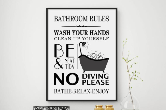 Download Bathroom Rules Wall Art Home Decor Print - Art Collection