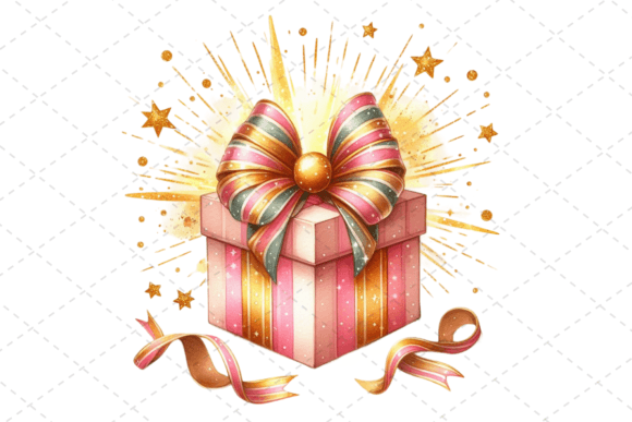 Download Gift Box Watercolor Clipart with Ribbons - Art Collection
