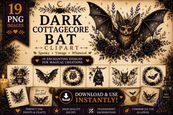 Download Dark Cottagecore Bat Clipart - Art Collection