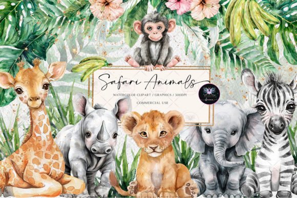 Download Safari Animals Watercolor Clipart - Art Collection