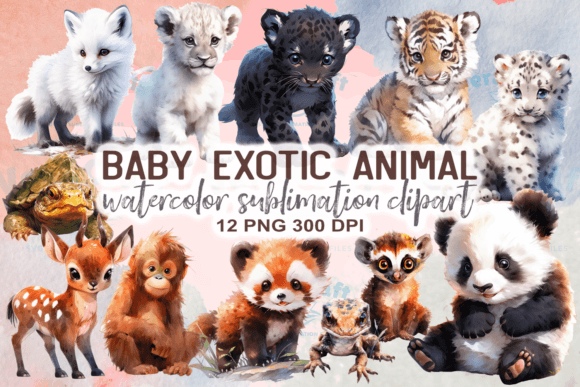 Download Watercolor Baby Exotic Animals Clipart - Art Collection