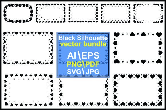 Download Black Heart and Star Decorative Borders - Art Collection