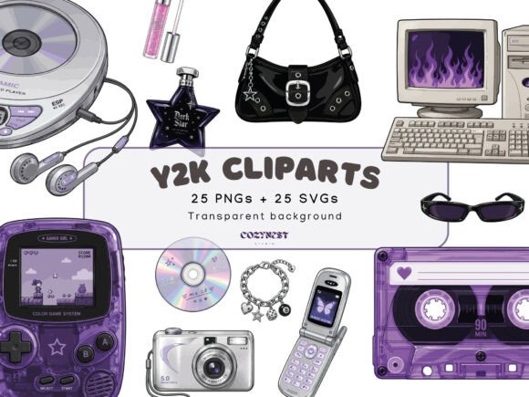 Download Y2K Aesthetic Cliparts, 2000s Teen SVG - Art Collection