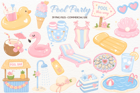 Download Pastel Summer Pool Party Clipart Beach - Premium Resources