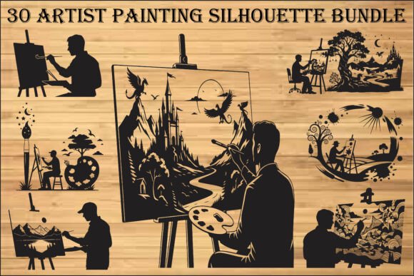 Download Artist Painting Silhouette Bundle - Art Collection