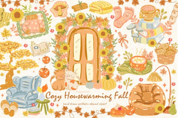 Download Cozy Aesthetic Fall Bookish Clipart SVG - Art Collection