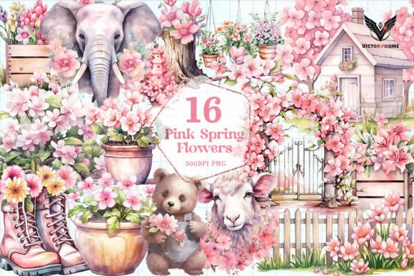 Download Pink Spring Flowers Sublimation Clipart - Art Collection