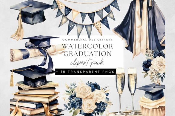 Download Watercolor Graduation Clipart PNG - Art Collection