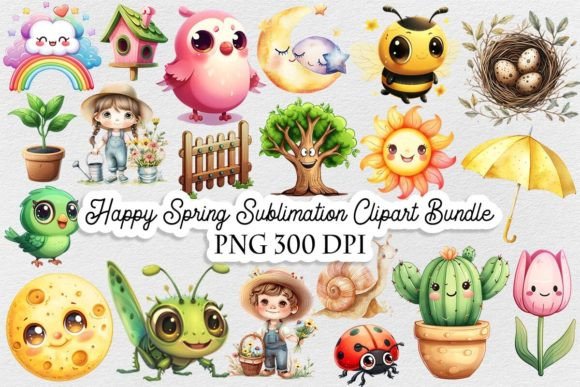 Download Happy Spring Sublimation Clipart Bundle - Art Collection