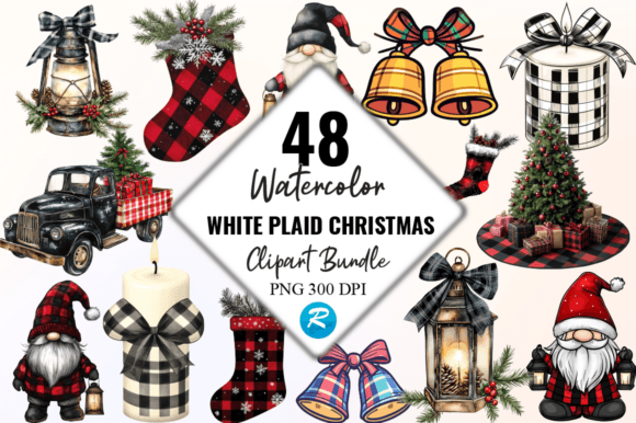 Download Black &amp; White Plaid Christmas Clipart - Art Collection
