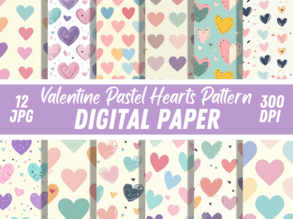 Download Pastel Pink Hearts Seamless Patterns - Art Collection