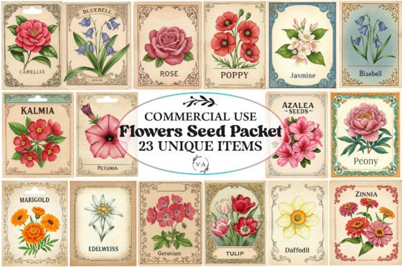 Download Vintage Flowers Seed Packet Clipart - Art Collection