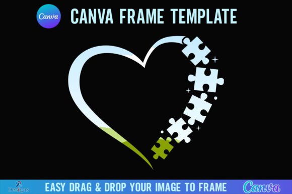 Download Autism Heart Canva Frame Jigsaw Puzzle - Art Collection
