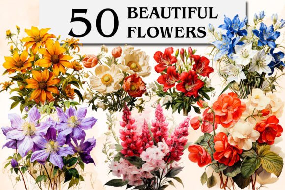 Download Beautiful Flowers Clipart &amp; Sublimation - Art Collection