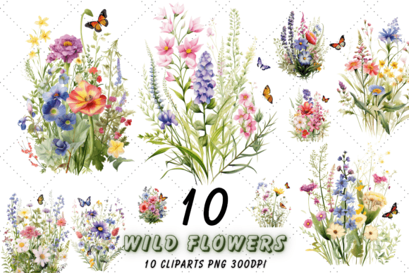 Download Watercolor Wild Flowers Clipart Bundle - Art Collection