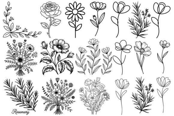 Download Floral &amp; Botanical Line Art SVG Bundle - Art Collection