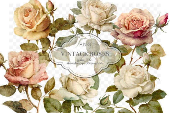 Download Vintage Roses Clipart Png - Art Collection