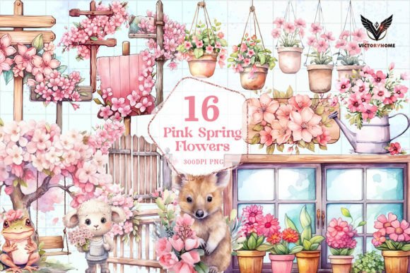 Download Pink Spring Flowers Sublimation Clipart - Art Collection