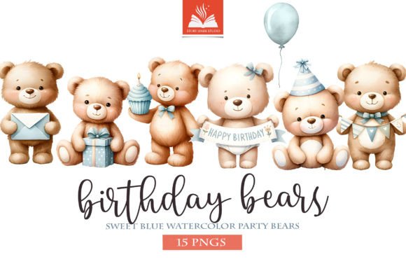 Download Birthday Bear Clip Art in Blue - Art Collection