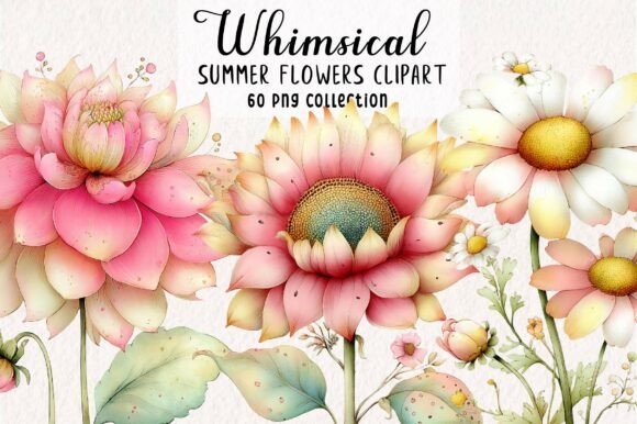 Download Whimsical Summer Flowers Clipart PNG - Art Collection