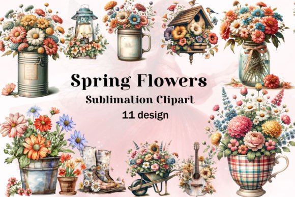 Download Spring Flowers Sublimation Clipart - Art Collection