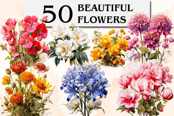 Download Beautiful Flowers Clipart &amp; Sublimation - Art Collection