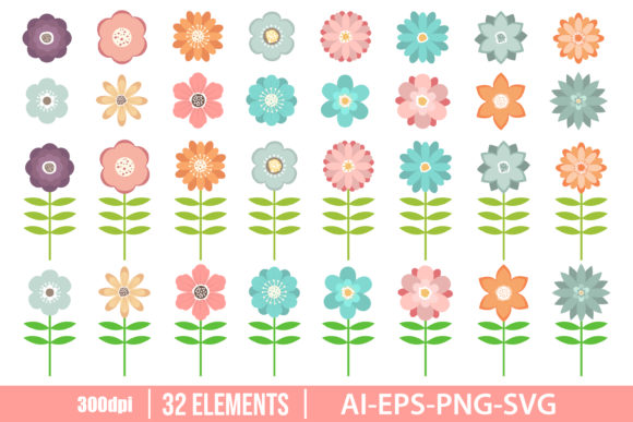 Download Beautiful Flowers Clipart Set - Art Collection