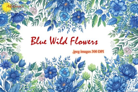 Download Blue Wild Flowers - Sublimation Clipart - Art Collection