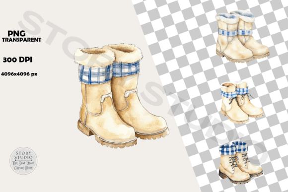 Download Cream Winter Boots Watercolor Clipart - Art Collection