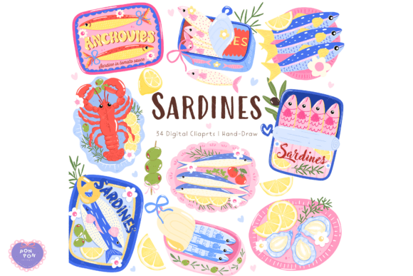 Download Sardines &amp; Fisherman Aesthetic Clipart - Art Collection