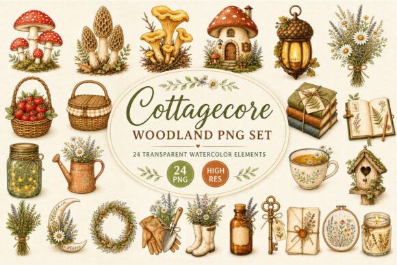 Download Cottagecore Woodland Clipart PNG - Art Collection
