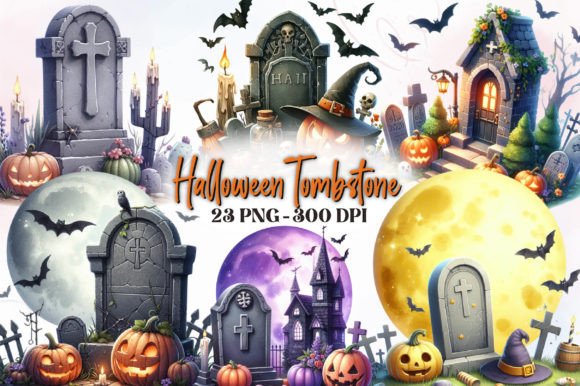 Download Halloween Tombstone Watercolor Clipart - Art Collection