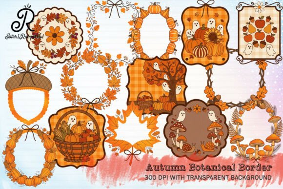 Download Autumn Botanical Border Clipart - Art Collection