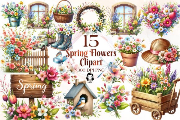 Download Spring Flowers Sublimation Clipart - Art Collection