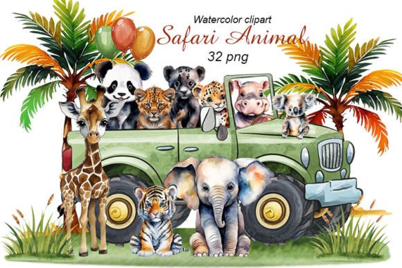 Download Baby Safari Animals Watercolor Clipart - Art Collection
