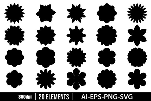 Download Beautiful Flowers Silhouette Clipart Set - Art Collection