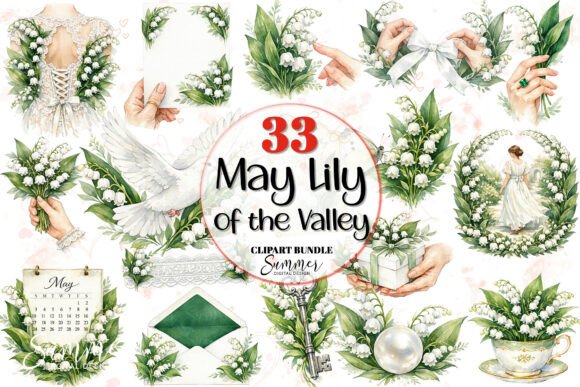 Download May Lily of the Valley Clipart Bundle - Art Collection