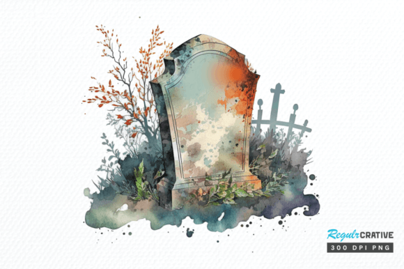 Download Watercolor Tombstone Clipart Png Design - Art Collection