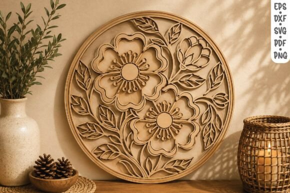 Download Floral Blossom Wooden Wall Art SVG - Art Collection